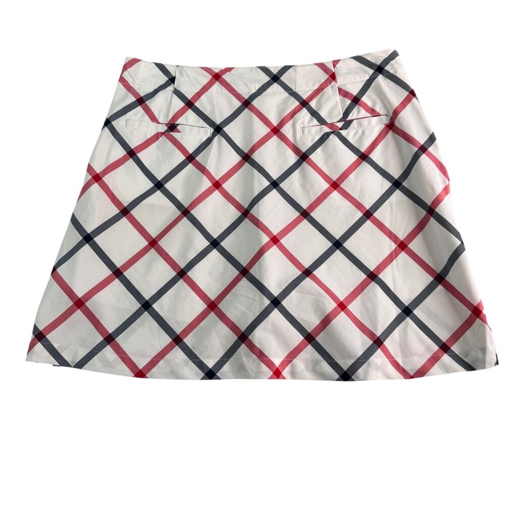 Lady Hagen Golf Skort Womens 10 White Red Navy Plaid Stretch Athletic Skirt - Picture 2 of 10